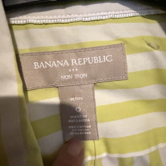 Banana Republic Non Iron Shirt 0 Petite Women Striped Sleeveless Preppy Office - Picture 6 of 7